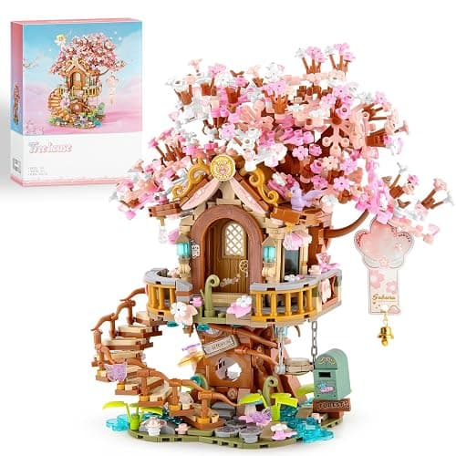 Vziimo Cherry Blossom Bonsai Tree Building Sets, Japanese Tree House Model Sets, 1149 PCS Mini Bricks Creative Gifts for Teens Adults 14+ - Image 1