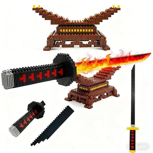 Kill Demon Sword Building Kit Set, 19in Cosplay Tanjirou Black Sword Building Blocks with Sword Stand Not Compatible with Lego, Slayer Katana Sword DIY Model Decor Toy Gift for Adult, Teen(784PCS) - Image 1