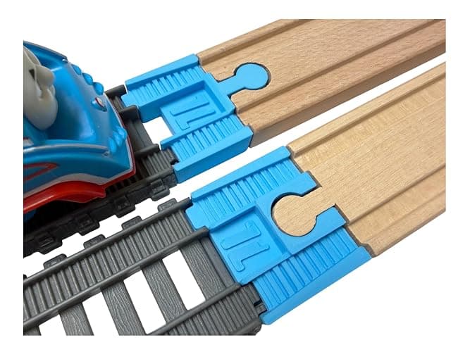 TrainLab.com Adapters, Compatible with Thomas & Friends Trackmaster Gray 2014 and Wooden Railway Tracks, Essential Trackmaster and Wooden Track Accessories (2pc) Light Blue - Image 1