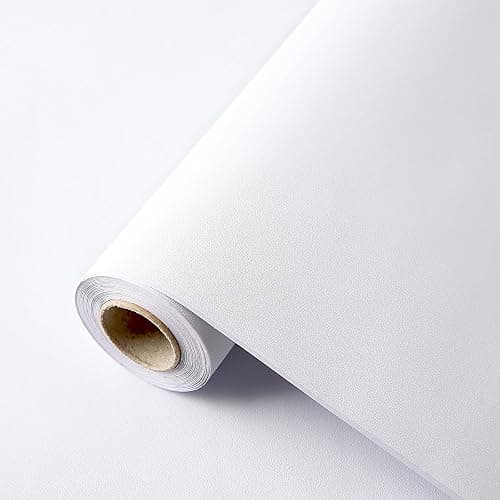 Dimcol White Contact Paper 15.7"x118" Peel and Stick Wallpaper, Matte White Wallpaper Self-Adhesive and Removable Decorative Contact Paper for Cabinets,Countertops,Shelve Wall - Image 1