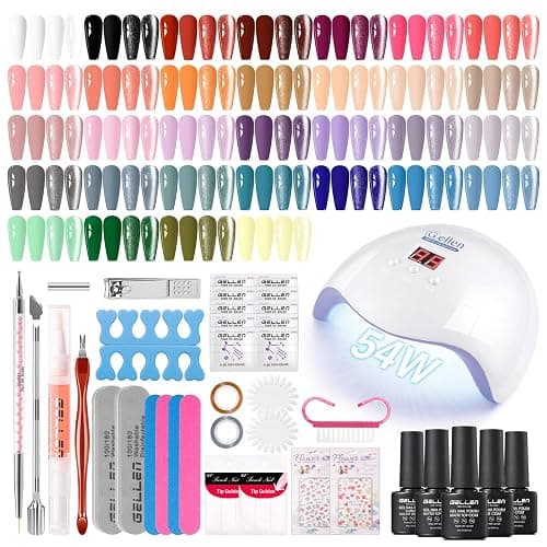 Gellen Gel Nail Polish Kit with U V Light, 71pcs Gel Nail Kit 32 Colors All Seasons, Base & Top Coats (Glossy/Matte/Glitter/Cat Eye), Professional Home Salon Manicure Kit for Women & Beginners - Image 1
