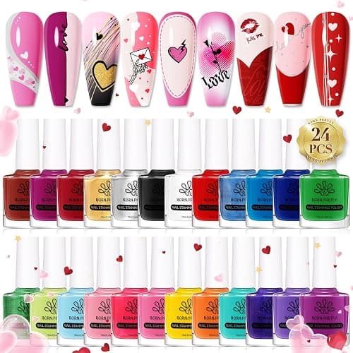 Born Pretty Nail Art Stamping Polish Halloween Nail Polish Set Manicure Print Nails Polish for Stamping Plates 24 Colors Bulk Nail Polish Set Gift Collection - Image 1
