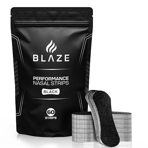 Performance Nose Strips for Breathing (60 Count) - Oil & Sweat Proof Adhesive - Athletic Nasal Strips for Snoring & Sleeping - Black, Wide, Universal Fit, Extra Strength Snoring Solution for Sleep - Image 1