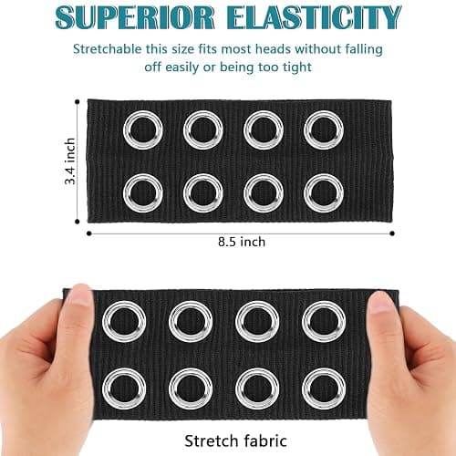 Aushamtai 2PCS Black Wide Grommet Headbands Hollow Out Eyelet Head band Y2K Headband with Holes for Women and Girls Fashion Punk Grunge Accessories Trendy Goth Hairband Studded Hair Accessories - Image 1