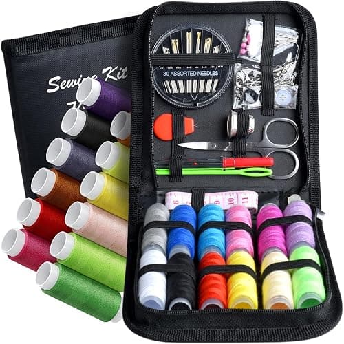 Sewing Kit,Zipper Portable Mini Sewing Kits for Adults,Traveler, Beginner, Emergency,Family Repair,Sewing Supplies with 12 Color Thread,Scissors,Needles,Tape Measure and Other Accessories - Image 1