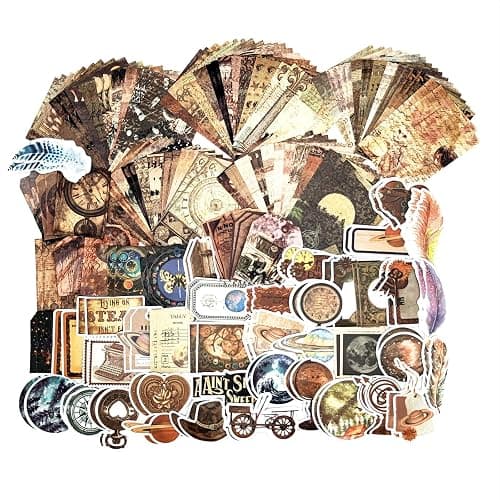 200PCS Vintage Scrapbooking Supplies Pack, Aesthetic Scrapbook Sticker Paper Art Journaling Kit for Junk Journals, Planner, Cottagecore Decor Gifts (Magic) - Image 1