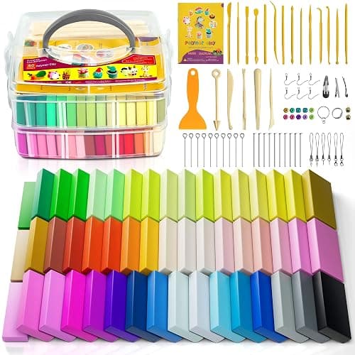 Polymer Clay 52 Colors, Modeling Clay for Kids, Non-Sticky Oven Bake Clay with Sculpting Tools and Accessories, Halloween Christmas Gift for Children and Artists - Image 1