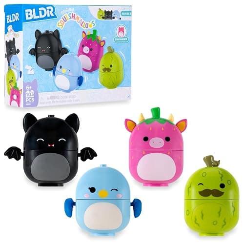 BLDR Squishmallows Buildable Figure - Emily The Bat, Bebe The Bluebird, Cleary The Strawberry Cow, Charles The Pickle- Squishmallows Fans 6+, 0225 - Image 1