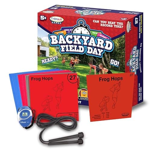 Playful Minds Backyard Field Day Obstacle Course Game – 27 Double-Sided Foam Challenge Tiles with 54 Kid-Friendly Exercises, Stopwatch, Jump Rope & Carry Bag – Outdoor Fitness Fun for Kids & Families - Image 1