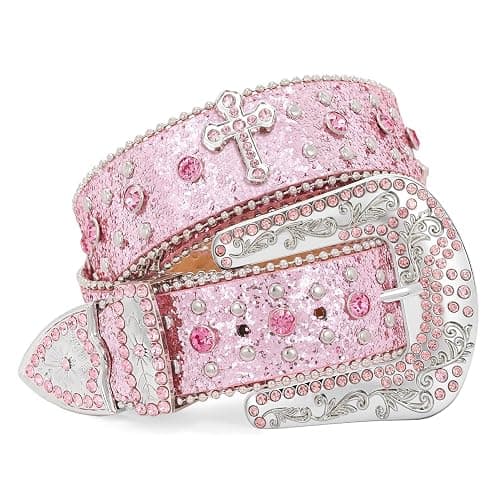 Balteus Sparkly Rhinestone Diamond Sequin Studded Belt for Men & Women - Western Cowgirl Cowboy Style - Image 1