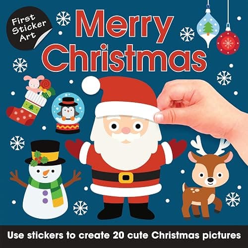 First Sticker Art: Merry Christmas: Color By Stickers for Kids, Make 20 Pictures! (Perfect Christmas Gift, Stocking Stuffer for Ages 3+) - Image 1