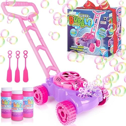 ArtCreativity Bubble Lawn Mower for Toddlers, Kids Bubble Machine for 2-Year-Old Girl Gifts, Easter Basket Stuffers for Kids, Push Toys for Toddlers Age 2 3+ Birthday Easter Gifts for Preschool Girls - Image 1