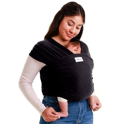 Sleepy Wrap Stretchy Ergonomic Baby Carrier Sling for Newborns to Toddlers - Hands-Free Lightweight Baby Wrap 7-35 lbs (Black) - Image 1