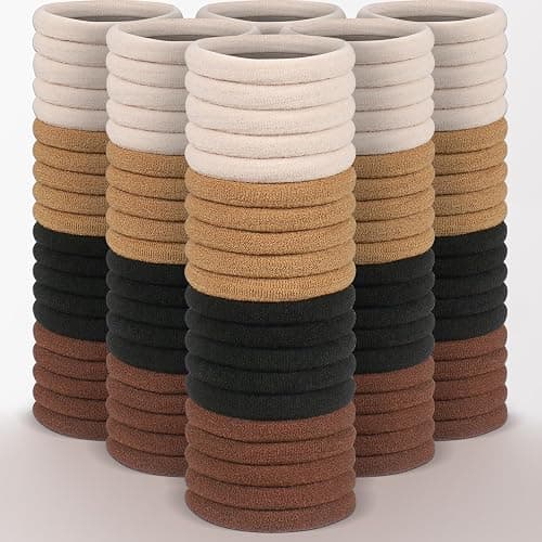 YIMEIS 200 PCS Thick Seamless Hair Ties for Women - Seamless, Ouchless Ponytail Holders - Hair Bands Accessories for Thick Hair (4 Colors) - Image 1