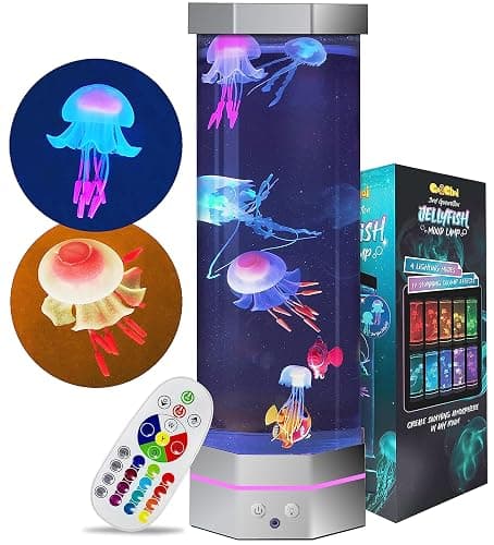 Large Size Jellyfish Aquarium Lamp Fake Fish Jelly Fish Tank Aquarium Lava Lamp Night Light Room Decor,7 Jellyfish&Clownfish,Adult Kids Home Office Room Desk Light - Image 1