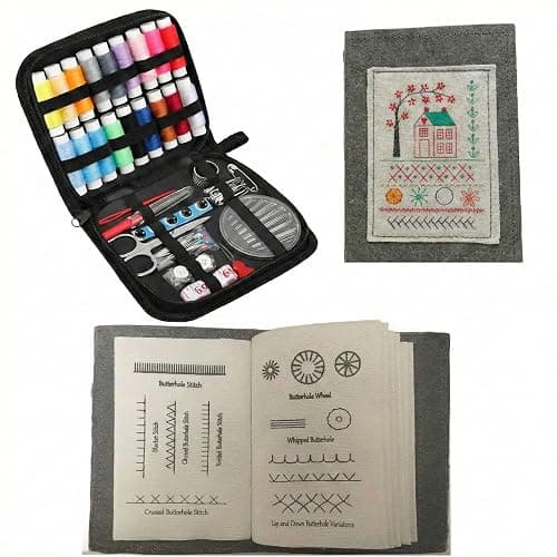 HGUANGJ 2026 Upgraded Embroidery Stitch Book Kit, 106 Patterns Embroidery Kit for Beginners with Tools & Tutorials, Portable Hand Embroidery Book for Adults DIY Craft Lovers - Image 1