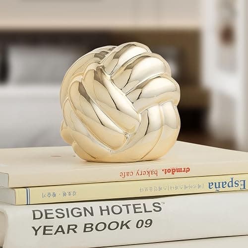 Small Gold Knot Decor, Chain Link Decor, Coffee Table Decor, Book Shelf Decor, Entry Table Decor, Aesthetic Minimalist Decorative Objects for Modern Home Living Room, Desk Decor for Office (Golden) - Image 1