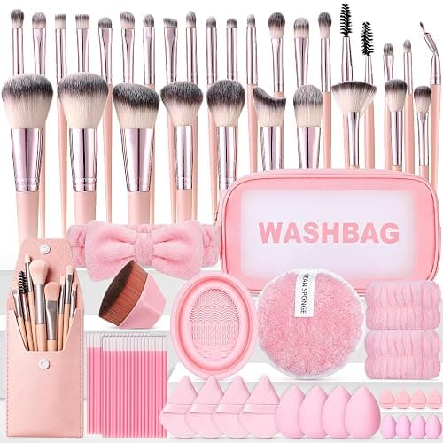 112Pcs Pink Makeup Brushes Set Professional Makeup Kit, Foundation Makeup Brush Kit Eye and Face Make up Brushes & Tools, Multi-functional Beginner Makeup Tool Set with Case Facial Makeup Accessories - Image 1