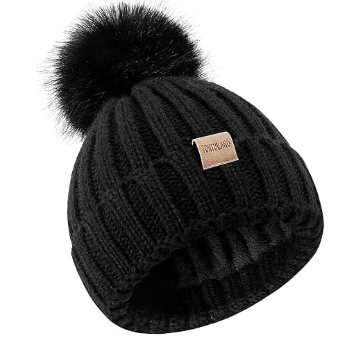 Children's Winter Warm Pompom Hat Fleece Lined Knit Beanie for Kids Aged 3-9, Perfect for Boys and Girls - Image 1