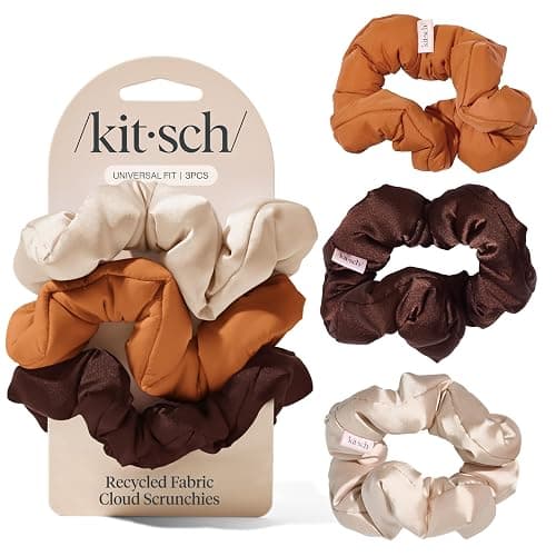 Kitsch Scrunchies for Women - No Crease Hair Ties No Damage | Soft Polyester Scrunchies for All Hair Types | Stylish & Comfortable, For Ponytails & Buns | Ideal Gifts for Women - Sedona, 3pcs - Image 1