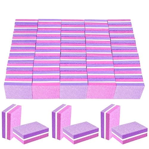 50 Pcs Sponge Nail Buffers,100/180 Grit Mini Nail Files,Mini Buffer Block Nail File for Acrylic & Natural Nails,Double-Sided Buffing Blocks for Manicure & Pedicure,Salon & Home Use(Pink-Purple) - Image 1