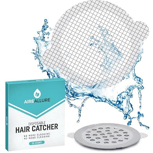 25 Pack Disposable Shower Drain Hair Catcher Mesh Stickers - Peel & Stick Drain Strainers to Prevent Clogs, Strong Waterproof Adhesive, Mess-Free Disposable Drain Covers for Shower & Bathtub - Image 1