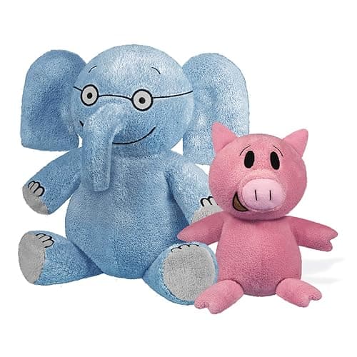 YOTTOY Mo Willems Collection | Pair of Elephant & Piggie Soft Stuffed Animal Plush Toys – 7” & 5” Sitting - Elephant & Piggie - Image 1
