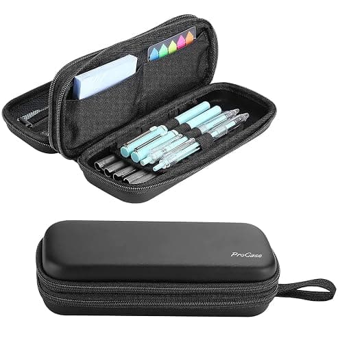 ProCase Pen Pencil Case, 2-Layer EVA Zipper Pencil Box Pouch Large Capacity Stationery Storage Organizer for School Office Supplies -Black - Image 1