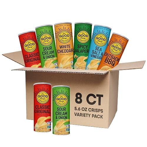 The Good Crisp Company Variety Pack Gluten-Free Potato Chips, 5.6 Oz Cans (Pack of 8), Non-GMO, Allergen Friendly, Potato Chip Snack Pack - Image 1
