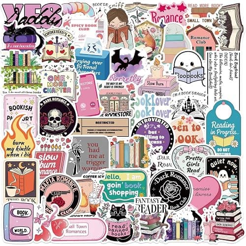 50 PCS Bookish Stickers for Kindle, Reading Stickers, Aesthetic Kindle Sticker,Bookish Gifts for Woman,Girl,Book Lover,Gifts for Adult (Bookish) - Image 1