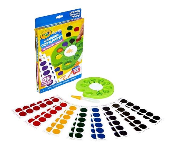 Crayola Watercolor Pop & Paint Palette, Washable Paint Kit, Less Mess Watercolor Paint Set for Kids, Arts & Crafts, Toddler Gifts - Image 1