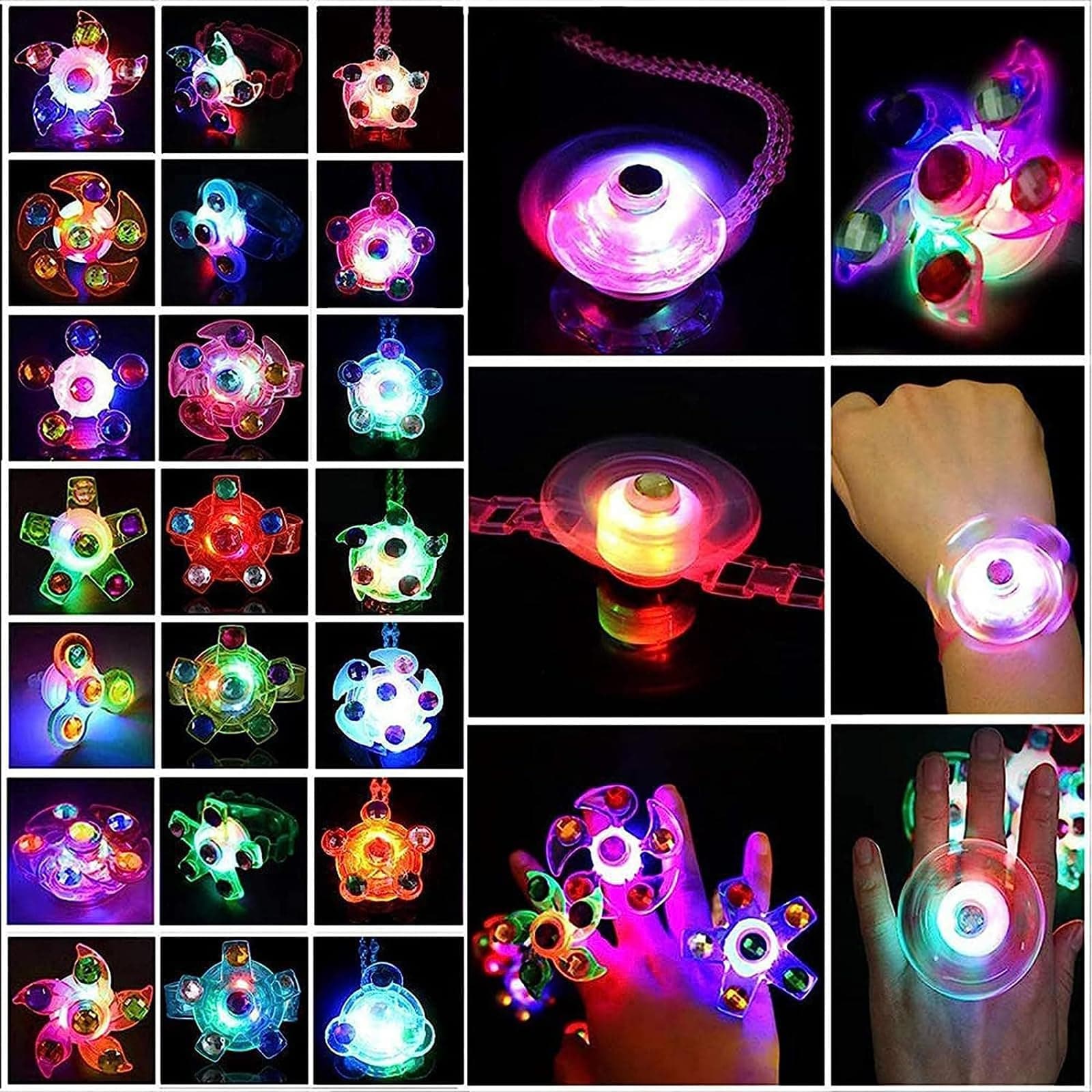 Kids Toy Led Light-Up Ring Bracelet Light-Up Ring Toy Rotatable Light-Up Toy for Live Concert Festival Fairground Children's Day Fireworks Halloween Christmas New Year's Party Birthday Gift Set of 21 - Image 1