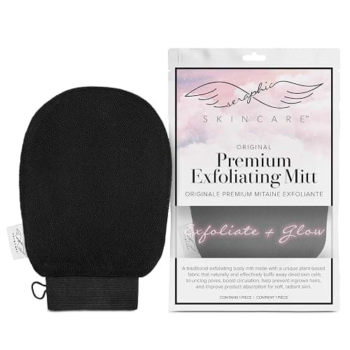 Seraphic Skincare (Original) Premium Exfoliating Mitt for Body (1pc) – 100% Vegan Viscose Traditional Body Scrub Glove Kessa Korean Washcloth – Body Exfoliator for Self-Tan Removal & Keratosis Pilaris - Image 1