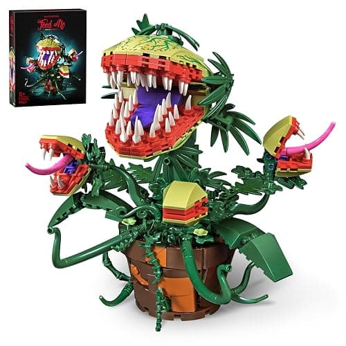 Piranha Plant Audrey II 2 Building Blocks Set, Toys Kit Horrors Flower Shop Decoration Gift for Tv Film Fans Families Friends 12+ On Halloween Birthday Christmas - Image 1