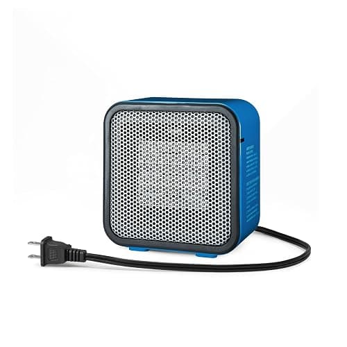 Amazon Basics Ceramic Portable Mini Space Heater for Office Desk, Fast Heating, Efficient, Indoor Use, 500W, With Tip-Over Protection, Lightweight 1.4 lbs, Blue, 5.9 x 3.2 x 6 inches - Image 1