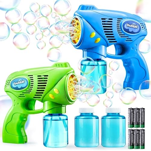 JOYIN 2 Kids Bubble Gun with 2 Bottles Refill Solution, Bubble Machine Gun for Toddlers Kids 4-8, Party Favors, Summer Toy, Outdoors, Easter, Birthday Gift - Image 1