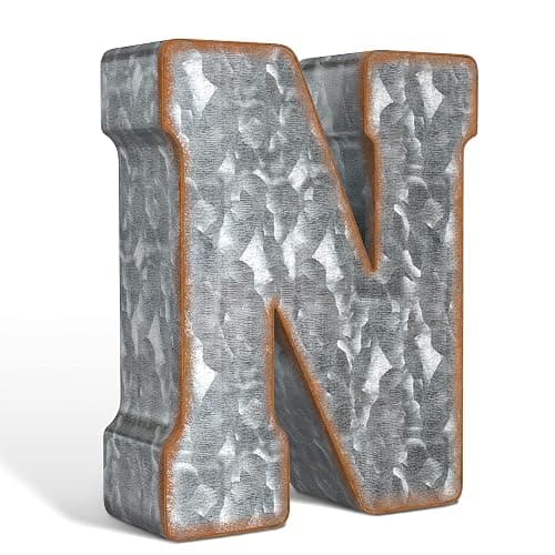 CraftyCrocodile Galvanized Metal Letter N - 7 Inch, Rustic Vintage Western Industrial Style - Decorative Letter for Living Room, Bedroom, Kitchen - Image 1