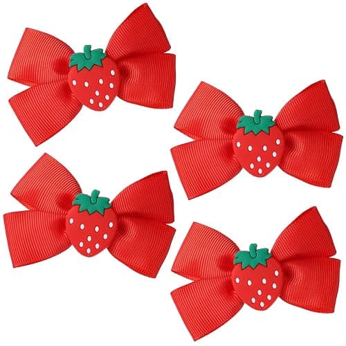 4 Pcs Strawberry Hair Clips Cute Sweet Cherry Hair Bows | Strawberry Hair Accessories for Baby Toddlers Girls Teens Christmas Halloween - Image 1