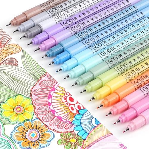 HANKU 0.38mm Fine Point Pen,16 Pack Colored Fineliner Bible Pens No Bleed Through,Extra Fine Tip Marker Pens for Bullet Journaling,Planner,Coloring,Bible Study Back to School Office Supplies - Image 1