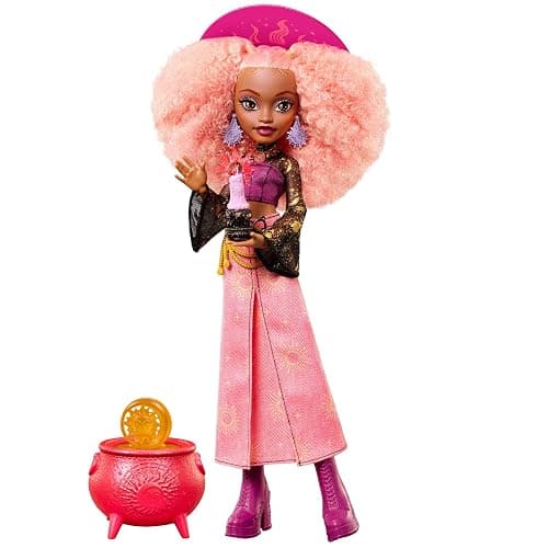 Monster High Doll, Moonspell Magic by Monster High Rae Lumina | Sun Witch in Pink Skirt with Cauldron Surprise & Accessories like Candle, Hat & Spellbook, JMB91 - Image 1