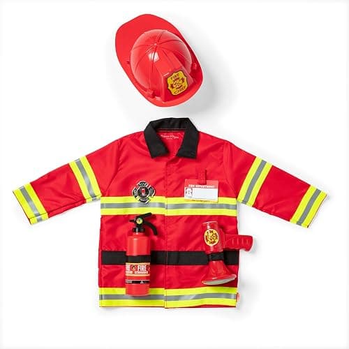 Melissa & Doug Fire Chief Role Play Costume Dress-Up Set Pretend Fire Fighter Outfit With Realistic Accessories, Firefighter Costume For Kids And Toddlers Ages 3+ - Image 1
