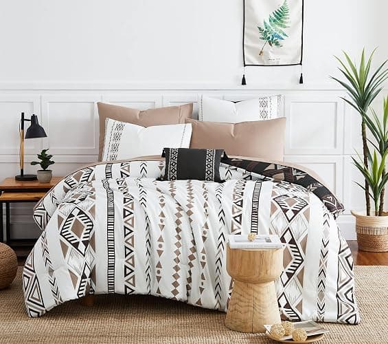 Geniospin Cal King Size Comforter Set- 7 Pieces Boho Bed in a Bag, Western Bedding Set for All Seasons, Reversible Aztec Bedding, Lightweight Comforter Bed Set with Sheets, Pillowcases & Shams - Image 1