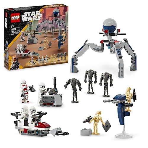 LEGO 75372 Star Wars Pack de Combat des Clone Troopers et Droïdes de Combat, Jouet pour Enfants, avec Speeder Bike, Figurine Tri-Droïde et Poste Défensif, Cadeau pour Garçons et Filles Dès 7 Ans - Image 1