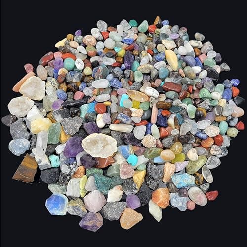450 Pieces Rocks Collections for Kids, 40+ Kinds Gemstones and Crystals Set, Rocks and Minerals Science Kit Include 1.5lb Tumbled Chips Crystals and 1lb Tiny Rough Stones - Image 1
