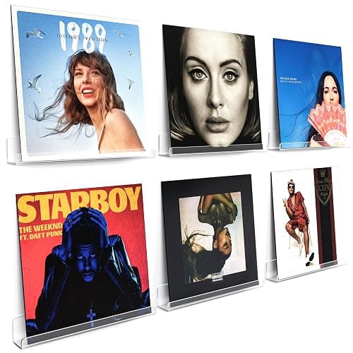 Laurensory Vinyl Record Shelf Wall Mount Shelves, 12 inch Clear Acrylic Vinyl Record Holder Display, Floating Shelves for Wall Decor, Magazine Rack, Kids Bookshelf, for Bedroom, Living Room, 6 Pack - Image 1