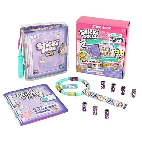 STICKI Rolls Sticki Book - The Original Wearable Shareable Toy Sticker Bracelet + Collection Book | Includes 120 Mini Stickers | Over 1000 Fun Sticker Designs to Collect! (Series 2) - Image 1