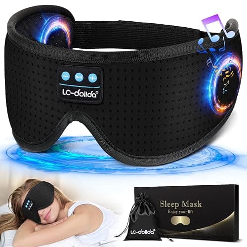 LC-dolida Sleep Headphones, White Noise Bluetooth Sleep Mask 3D Wireless Eye Mask Sleeping Headphones, Sleep Mask with Bluetooth Headphones for Side Sleepers Travel Yoga, Cool Gifts - Image 1