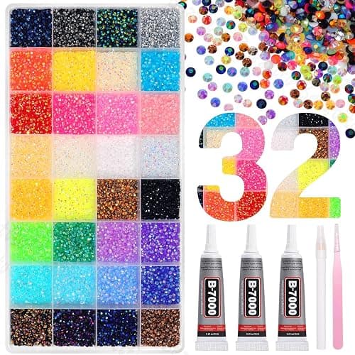 35000Pcs 3MM Colors Flatback Jelly Resin Rhinestones for Bedazzling, Bedazzler Kit with Rhinestones Crystal Gems, Colorful Gems Bedazzling for Crafting DIY Face Makeup Crafts Tumblers - Image 1