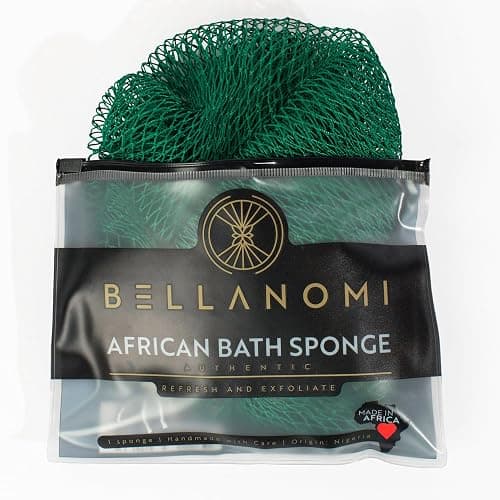 Bellanomi African Exfoliating Net Sponge, Authentic, Ethically sourced from Nigeria, 45 inches Long, Back Scrubber for Daily use (Emerald Green) - Image 1