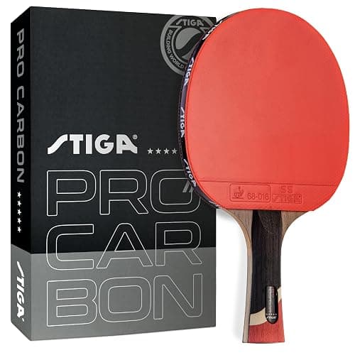 STIGA Pro Carbon Performance-Level Table Tennis Racket with Carbon Technology for Tournament Play - Red and Blue Colors - Image 1